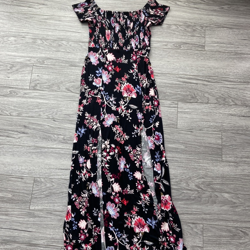 Express Off The Shoulder Maxi Dress with double slits